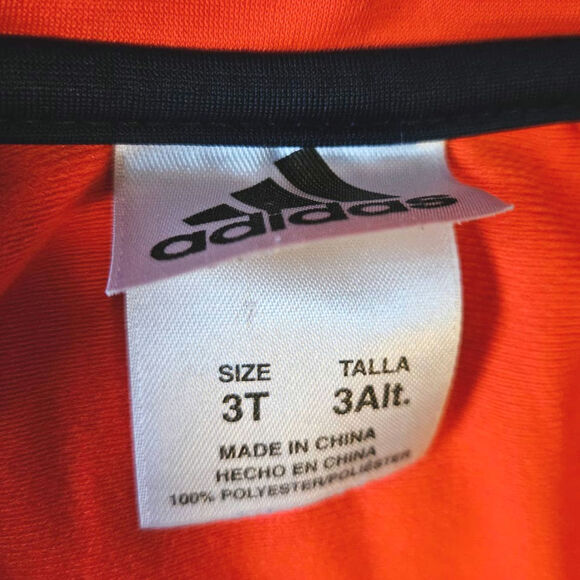 Adidas Boy's Sweatshirt Full Zip Orange Navy Toddler Size 3T - Picture 3 of 6